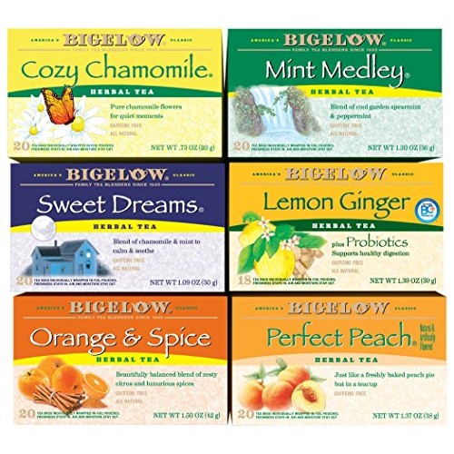 Bigelow Herbal Tea 6 Flavor Variety Pack, Caffeine Free Herbal T