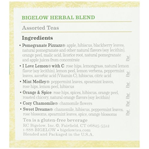 Bigelow Herbal Teas Six Flavor Assortment, 18 Bags