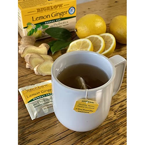 Bigelow Lemon Ginger With Probiotics, 18 Count Box, Pack Of 6 B