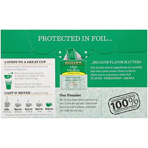 Bigelow Mint Medley Herbal Tea Bags 20-Count Boxes Pack Of 6,