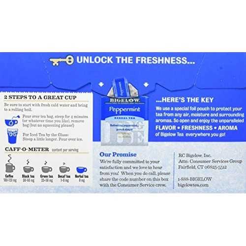 Bigelow Peppermint Herbal Tea Bags, 20 Count Box Pack Of 6 Caf