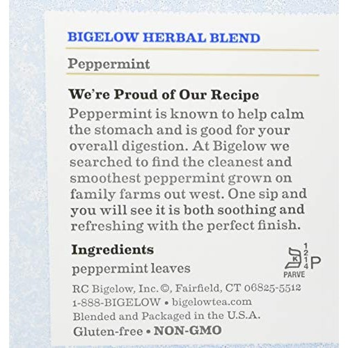 Bigelow Peppermint Herbal Tea Bags, 20 Count Box Pack Of 6 Caf