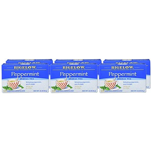 Bigelow Peppermint Herbal Tea Bags, 20 Count Box Pack Of 6 Caf
