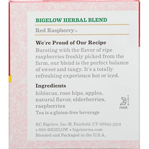 Bigelow Red Raspberry Herbal Tea Bags, 20 Count Box Pack Of 6