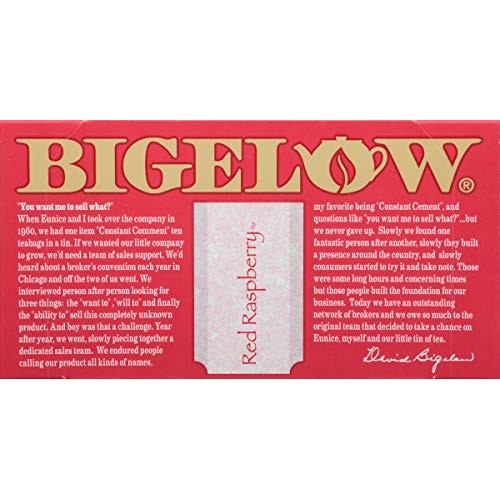 Bigelow Red Raspberry Herbal Tea Bags, 20 Count Box Pack Of 6