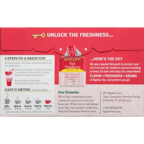 Bigelow Red Raspberry Herbal Tea Bags, 20 Count Box Pack Of 6