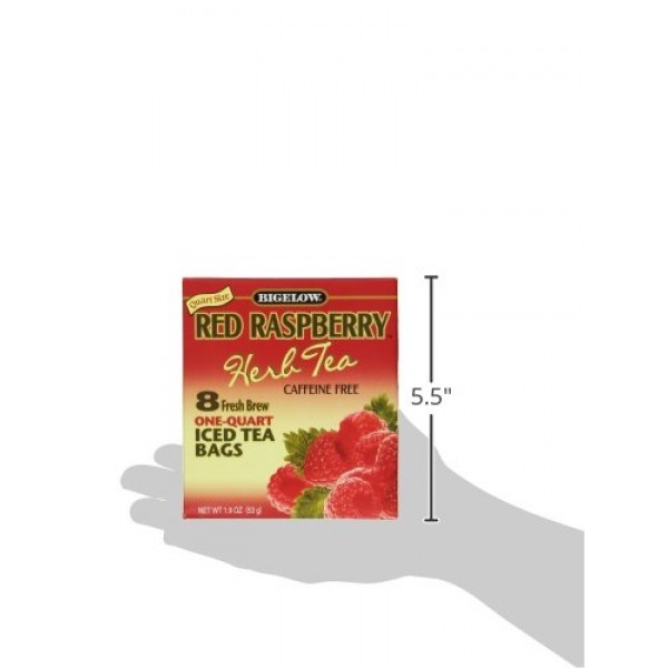 Bigelow Red Raspberry Quart size Iced Herbal Tea Bags, 8 Count B...