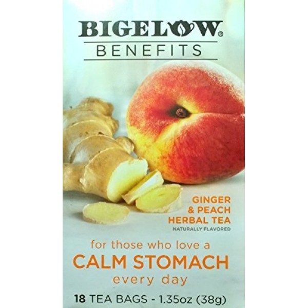 Bigelow Benefits Herbal Tea Pack Of 2 Ginger Peach, 18 Count B