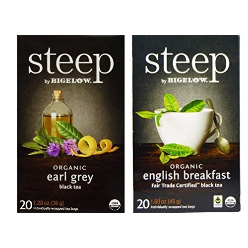 Steep By Bigelow Organic Black Tea 2 Flavor Variety Bundle, 1