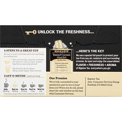 Bigelow Tea Toasted Coconut Almond Bark, Black Tea, 18 Count Pa