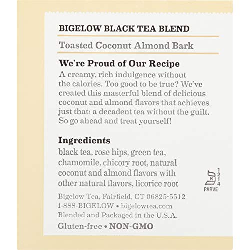 Bigelow Tea Toasted Coconut Almond Bark, Black Tea, 18 Count Pa