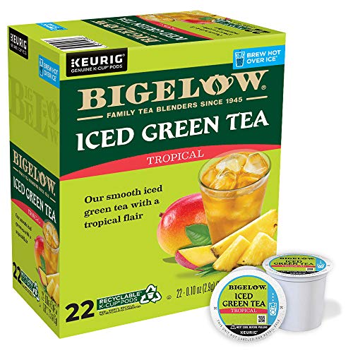Bigelow Tropical Iced Green Tea K Cups, 22 Count Box Pack of 4...