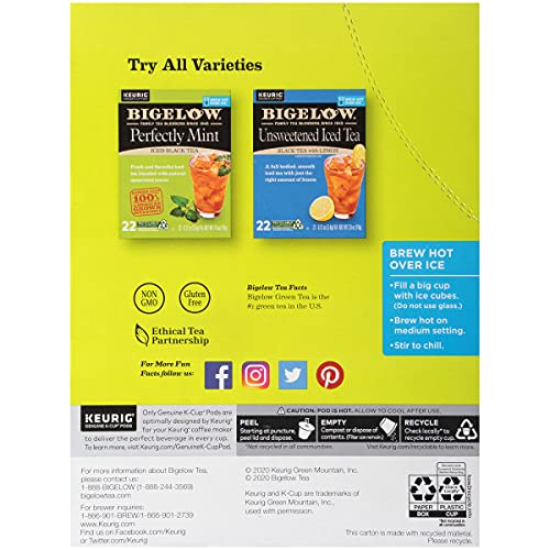 Bigelow Tropical Iced Green Tea K Cups, 22 Count Box Pack of 4...