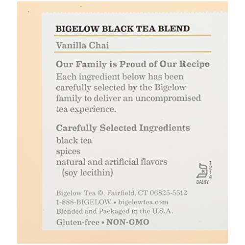 Bigelow Vanilla Chai Black Tea Bags 20-Count Box Pack Of 6, Ca