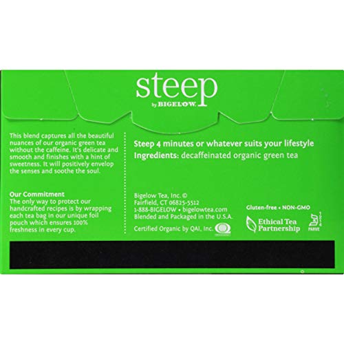Steep By Bigelow Organic Pure Caffeine-Free Green Tea, 20 Count