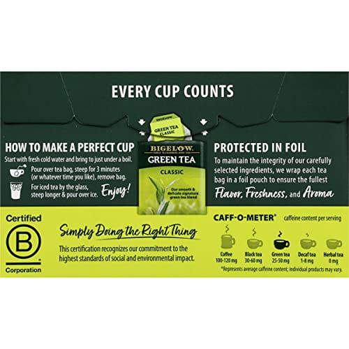 Bigelow Classic Green Tea, Caffeinated, 20 Count Pack of 6, 12...