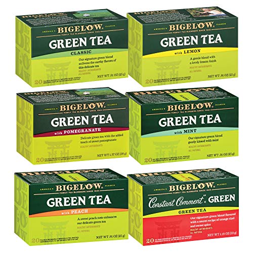 Bigelow Green Tea 6 Flavor Variety Pack, Caffeinated, 20 Count ...