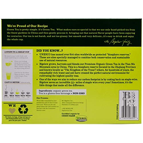Bigelow Premium 100-Percent Organic Green Tea 176-Count Box