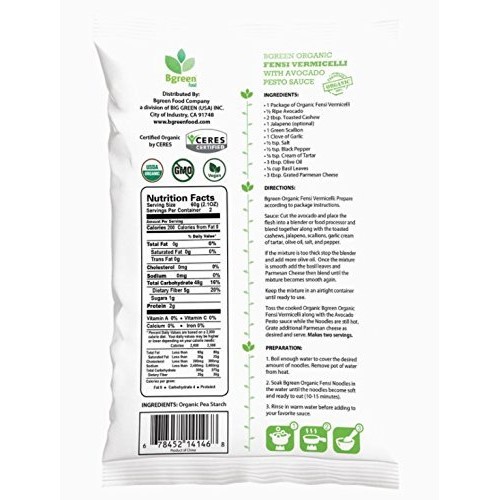 Bgreen Organic Gluten Free Bean Thread Vermicelli Noodles/Glass