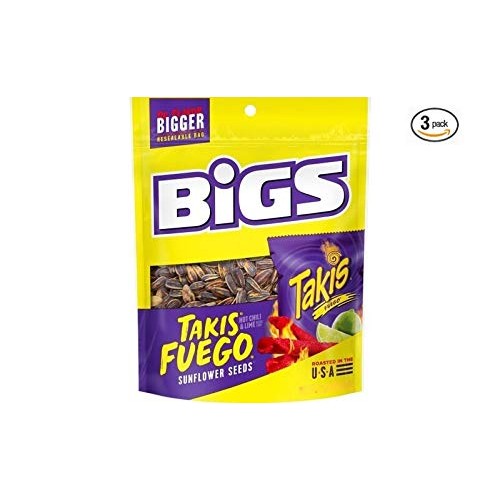 Bigs Takis Fuego Sunflower Seeds 3.63 Oz Bag Pack Of 3