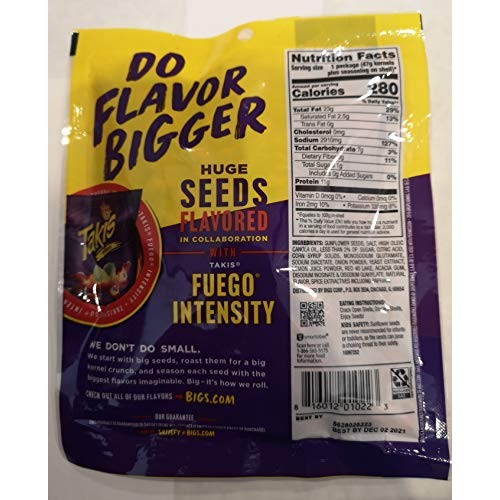 Bigs Takis Fuego Sunflower Seeds 3.63 Oz Bag Pack Of 3