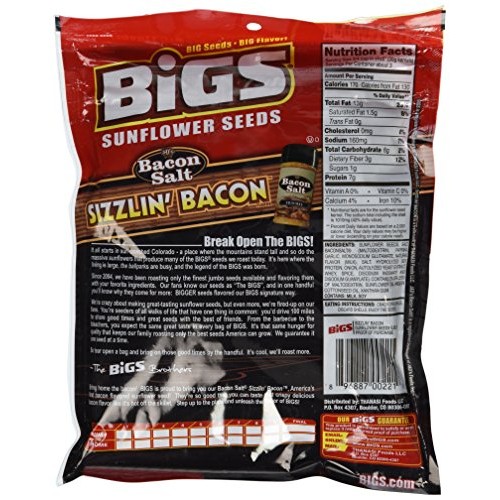 Bigs Sunflower Seeds Pack Of 2 Bacon Salt Sizzlin Bacon
