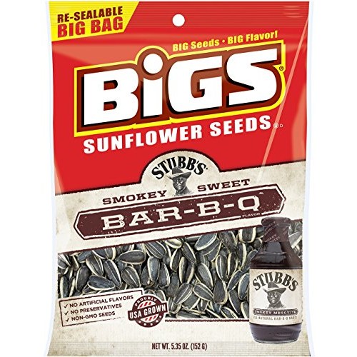 Bigs Stubbs Smokey Sweet Bar-B-Q Sunflower Seeds, 5.35-Ounce Ba Bigs Stubbs Smokey Sweet Bar-B-Q Sunflower Seeds, 5.35-Ounce Ba