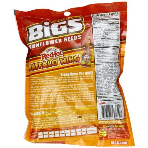 Bigs Franks Redhot Buffalo Wing Sunflower Seeds, 5.35-Ounce Bag