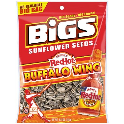 Bigs Franks Redhot Buffalo Wing Sunflower Seeds, 5.35-Ounce Bag