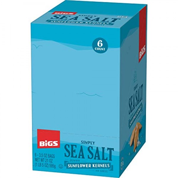 BIGS Simply Sea Salt Jumbo Sunflower Kernels, 3.5-oz. Bag 6-Count