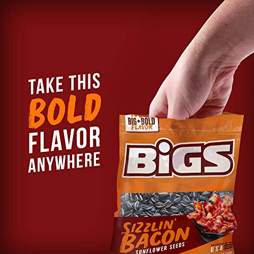BIGS Sizzlin Bacon Sunflower Seeds, 5.35-oz. Bag Pack of 12