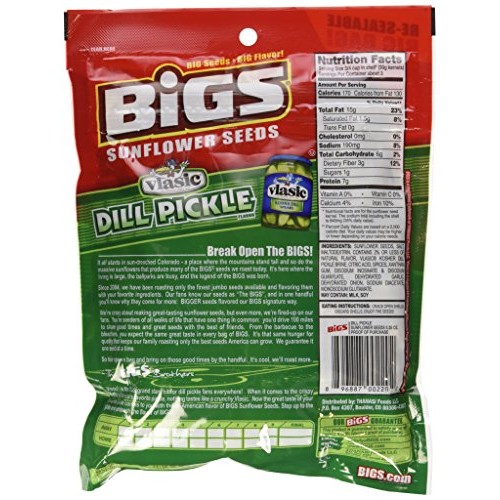 Bigs Vlasic Dill Pickle Sunflower Seeds, 5.35-Ounce Bags Pack O