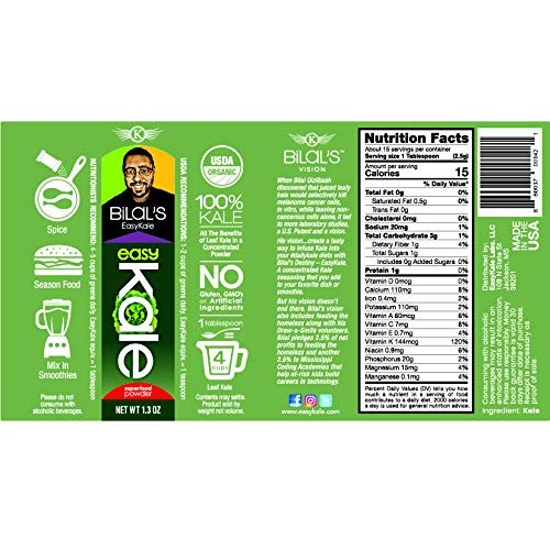 Bilals Easykale Superfood Seasoning. Dried Kale Powder Kids Lov