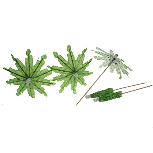 Bilipala Green Tropical Coconut Palm Tree Paper Umbrellas Cockta