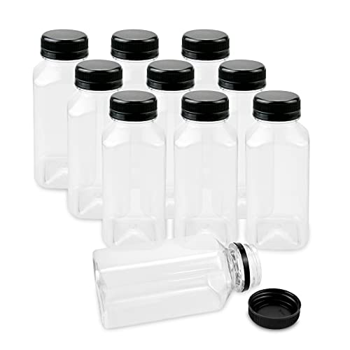 Billioteam 10 Pack 8 Oz Clear Pet Empty Plastic Juice Bottles Wi
