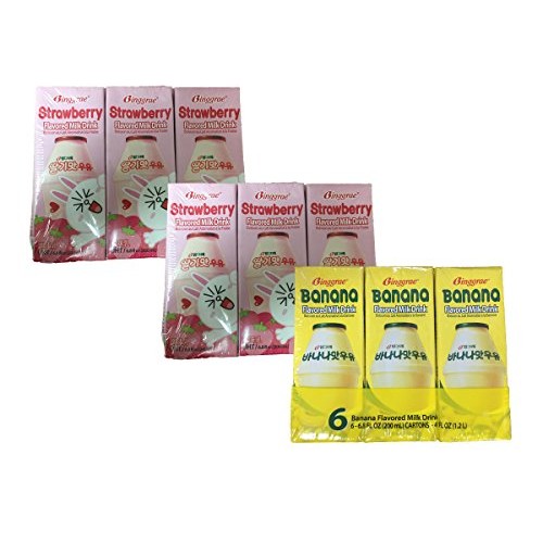 Binggrae Banna Flavor Milk And Strawberry Flavor Milk 2 Strawbe