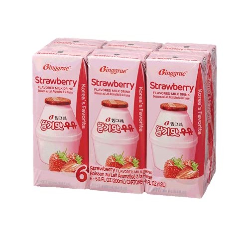 Binggrae Strawberry Flavored Milk Pack Of 6