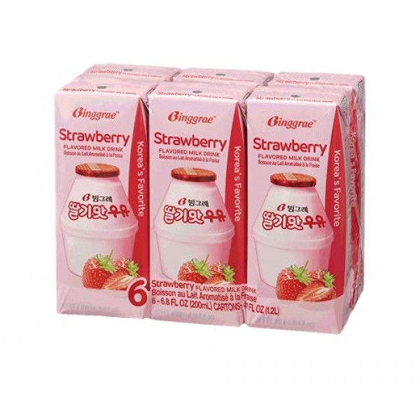 Binggrae Strawberry Flavored Milk Pack of 6