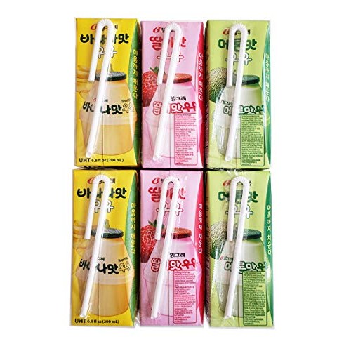 Binggrae Variety Banana, Strawberry, Melon Flavored Milk Drink 6