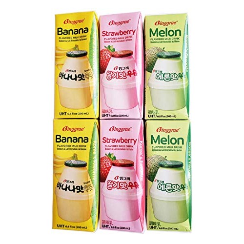 Binggrae Variety Banana, Strawberry, Melon Flavored Milk Drink 6