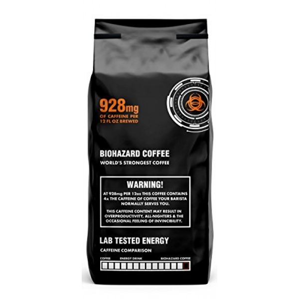 Biohazard Ground Coffee, The Worlds Strongest Coffee 928 Mg Caf