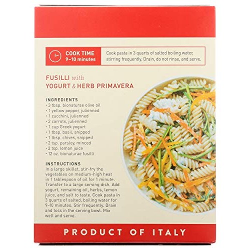 Bionaturae, Pasta, Fusilli, Gluten Free, Organic, 12 Oz