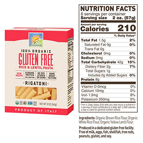 Bionaturae Rigatoni Gluten-Free Pasta | Rice And Lentil Rigatoni