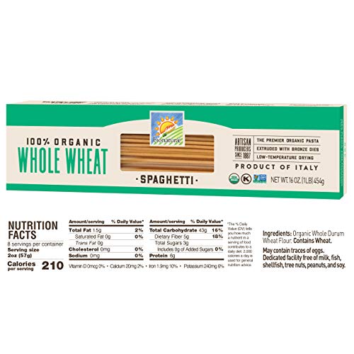 Bionaturae Spaghetti Whole Wheat Pasta | Whole Wheat Spaghetti P