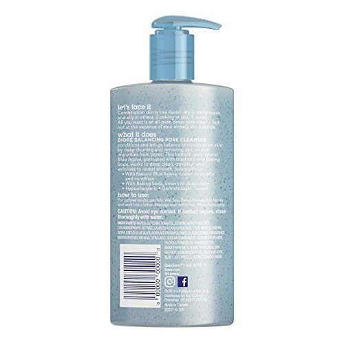 Biore Daily Blue Agave Plus Baking Soda Balancing Pore Cleanser,