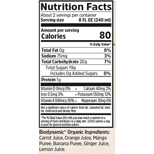 Biotta Biodynamic Carrot Orange Ginger Juice - Demeter Certified