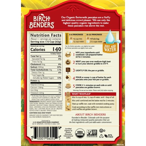 Birch Benders Buttermilk Pancake & Waffle Mix, 16 Ounce Bag