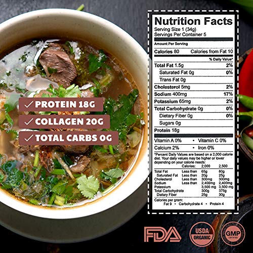 Grass Fed Beef Bone Broth, Beef Broth With Keto Collagen, Keto P