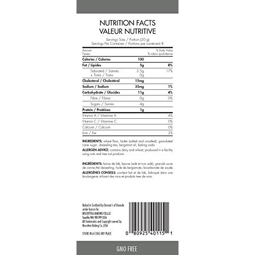 Biscottea Earl Grey Tea Shortbread Cookies 8 Cookies