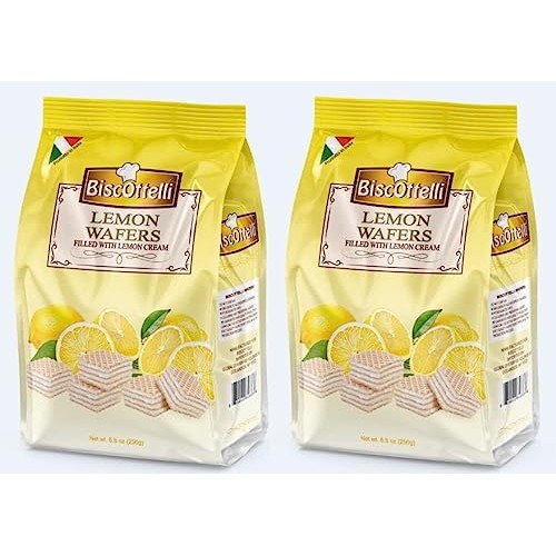 Biscottelli Wafer Cookies, Lemon Cream Filled, Imported from Ita...